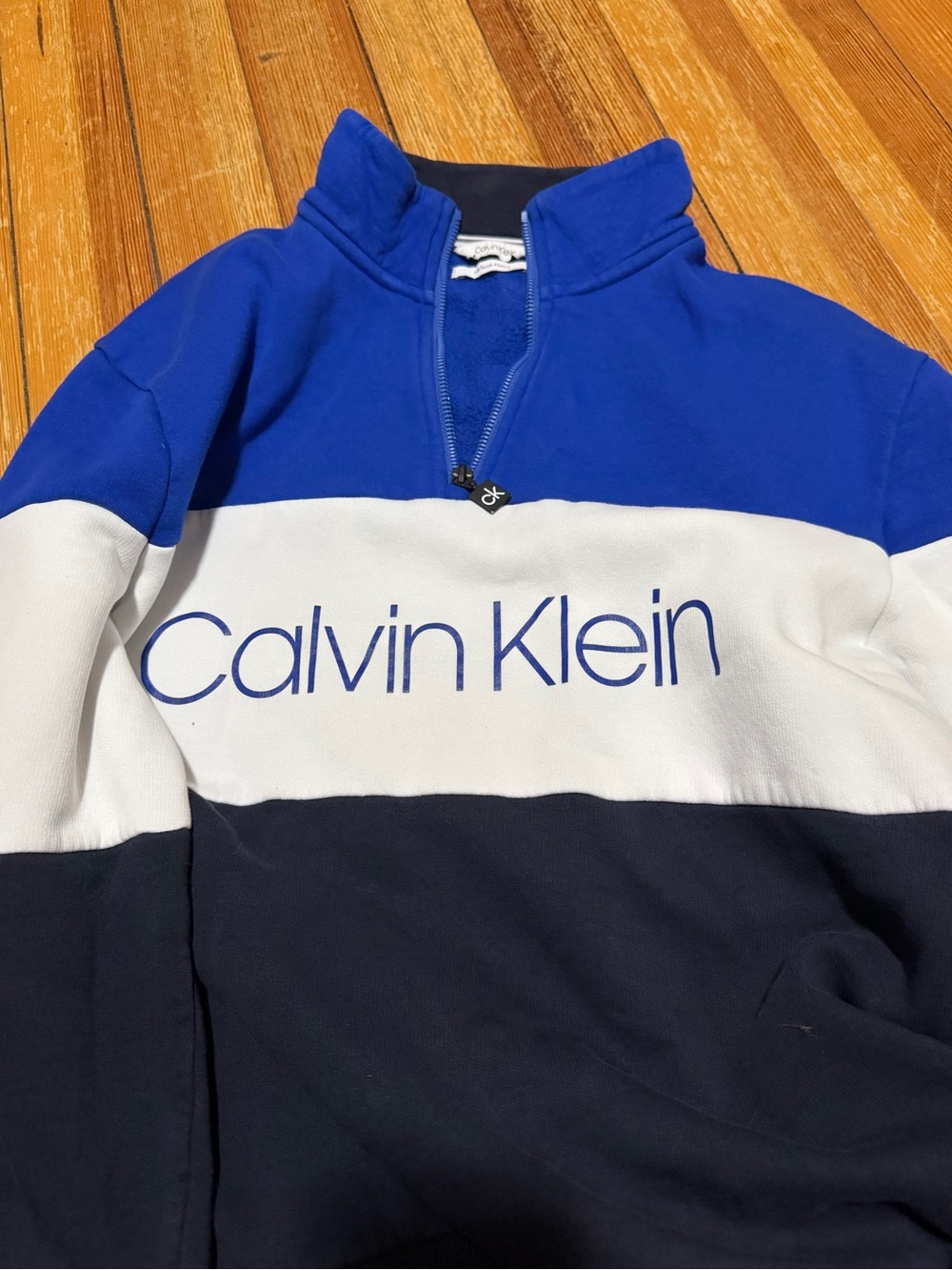 Calvin Klein Men’s Colorblock Half-Zip Sweater - Royal Blue/White/Navy